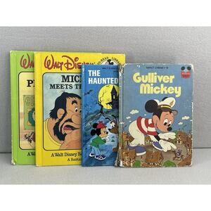 VTG Walt Disney Hardcover Books Mickey Gulliver Haunted House Mickey Giant